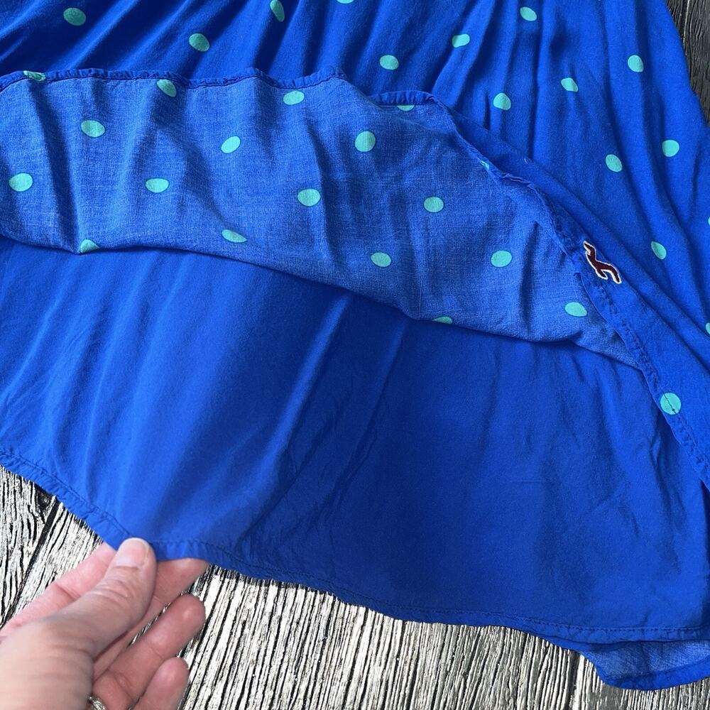 HOLLISTER Racerback Spaghetti Strap Lace Polka Dot Lined Blue Dress - XS - Picture 3 of 6